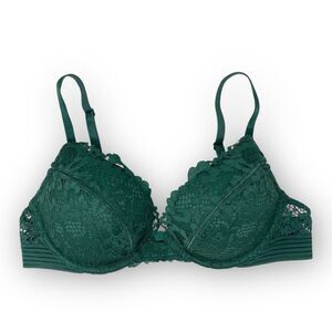Victoria’s Secret Bombshell Plunge Green Lace Bra Women’s Size 34A